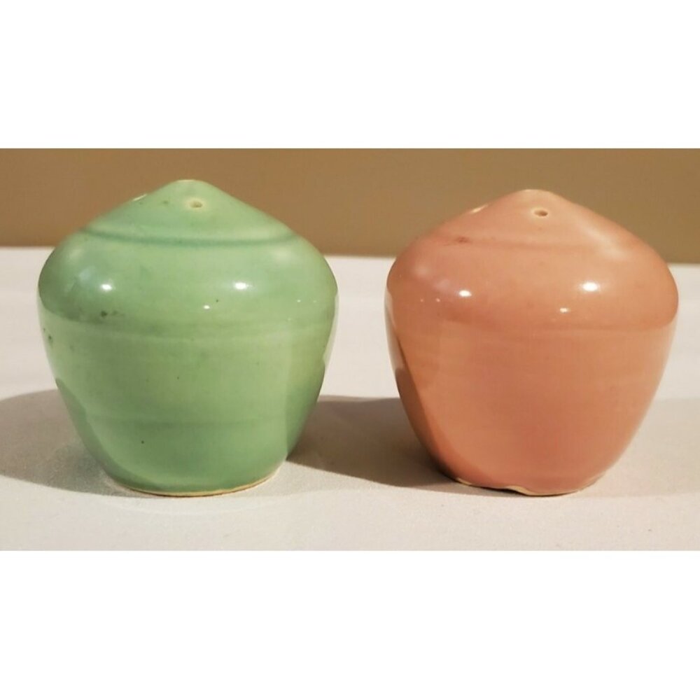 Vtg Pink & Green Salt & Pepper Shakers